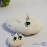 نیم ست زنانه طرح قلب زمرد سبز