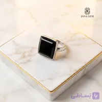 انگشتر سنگ اونیکس مشکی مدل مربعی - JanaGem | جاناجم
