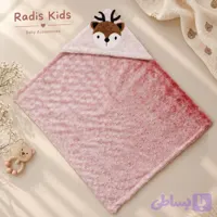 پتو نوزادی دور پیچ طرح گوزن صورتی کد56