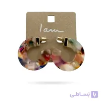 گوشواره حلقه‌ای طرح آب‌نباتی آی ام زنانه I AM