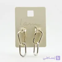 گوشواره زنجیری نقره‌ای آی ام زنانه طرح مستطیلی I AM