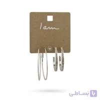ست گوشواره نقره‌ای نگین‌دار و طنابی آی ام I AM