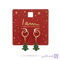 گوشواره حلقه‌ای طرح درخت کریسمس طلایی آی ام فانتزی I AM