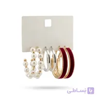 ست گوشواره حلقه‌ای ترکیبی سیکس زنانه طرح مرواریدی SIX