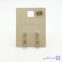 ست گوشواره میخی زیرکونیا طلایی آی ام زنانه I AM