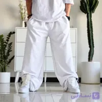 شلوار اسلش جاگر بگ / دمپا گت دار / سفید