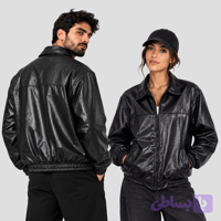 جکت چرم اسپرت طرح کروم هارتز کد 26G0382 مشکی