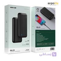 پاوربانک گرین لاین مدل Milos GNMIL20KPBBK ظرفیت 20000 میلی آمپر