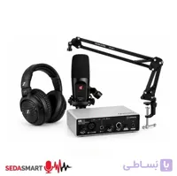 هدفون استودیو Sennheiser HD 200 PRO پایه بازویی میکروفون Seven RYMS SR-MA-L میکروفون دینامیک SE Electronics DynaCaster DCM3 کارت صدا Steinberg UR12