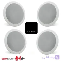 بلندگو سقفی 4 عدد توکار WorkPro IC60T با آمپلی فایر دیواری موزیک پلیر Adler یک اینچ مشکی
