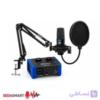 میکروفن استودیویی Karen Audio M-800 Pro پایه بازویی میکروفون ENUJOY مدل 38 پاپ فیلتر میکروفن POP MS Filter Microphone کارت صدا برند ZOOM مدل AMS 22