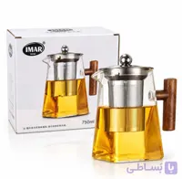 قوری پیرکس دسته چوبی مربع 750 m