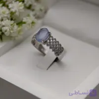 انگشتر زنانه عقیق کبود یمنی با آبکاری رادیوم