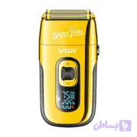 ماشین اصلاح موی صورت وی جی ار مدل V_332 با تکنولوژی برش چرخشی، باتری قابل شارژ 600mAh، قابلیت اصلاح با شماره صفر، تیغه استیل ضدزنگ و برس تمیزکننده همراه