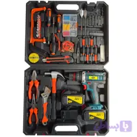 ریل پیچ گوشتی چکشی شارژی 10 میلی متری 212 ولت جاب مدل JB-212 ACCESSORIES مجموعه 199 عددی