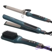 اتو مو حرفه ای رومئو مدل RM-5550 به همراه برس حرارتی و فر کننده مو مجموعه سه عددی