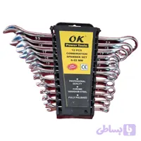 آچار یکسر تخت و یکسر رینگی اوکی مدل powertools مجموعه 12 عددی