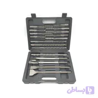 قلم و مته چهار شیار الماسه باس مدل BIT-DRILL-HAMMER مجموعه 17 عددی