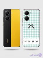 قاب گوشی Poco X7 Pro طرح چهارخانه سبز و سفید با پاپیون