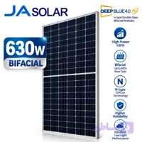 پنل خورشیدی JA Solar 630 وات دوطرفه N-Type دابل گلس مدل JAM72D42-630/LB