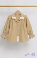 شومیز پرنسسی وارداتی کرم رنگ و نسکافه ای مدل کلوش کد۱۰۷۹