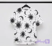 تیشرت اسپرت پسرانه سفید مشکی طرح خورشید مناسب۱۲تا۱۵سال کد۱۰۸۵