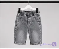 شلوارک جین طوسی روشن وارداتی تمام کش کد۱۰۴۶