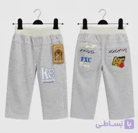 شلوارک پارچه ای طوسی طرح Kc کد۱۰۳۶