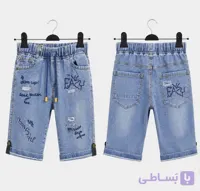 شلوارک جین برند تیپ تاپ طرحEAZY کد۱۰۳۴