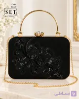 کیف مجلسی زنانه رنگ مشکی طرح ورساچه برند SET