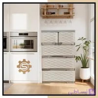 فایل ( دراور ) کشویی پلاستیکی 4 طبقه طرح موجدار ( کد 714 ) ( عرض 60 عمق 40 ارتفاع 90 )
