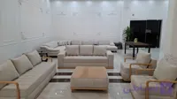 مبل مینیمال آنیل هشت نفره پشت کوسن رنگ کرم