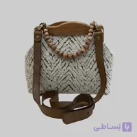 کیف پارچه ای چوبی راما مدل کلاسیک دست ساز چوب طبیعی بند دوشی قابل تنظیم