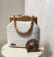 کیف چوبی راما مدل مهره لین ترکیب چوب طبیعی و پارچه
