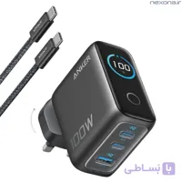 شارژر دیواری 100 وات 3 پورت انکر مدل Anker Charger Smart Display GaN B121B