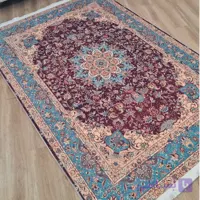 فرشینه طرح سنتی زرشکی و فیروزه ای کد L 468 (پس کرایه)