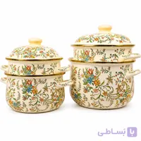 سرویس قابلمه ۱۰ پارچه طرح گل کوکب