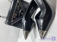 کیف و کفش مجلسی پاشنه ۱۰سانتی زنانه/رنگ پژ و مشکی