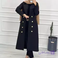 مانتو زنانه کرپ مازراتی بلند دکمه نما ، ارسال رایگان