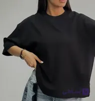 تیشرت باکسی ساده مشکی زنانه  قواره بزرگ مناسب 36 تا 46