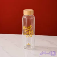 بطری شیشه‌ای با درب بامبو drink move یونیک