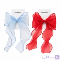 گیره انبری پاپیون مو حریر ۲ لاین
