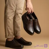 کفش چرم مردانه مدل فانتوم عسلی رویه چرم طبیعی زیره PU طبی