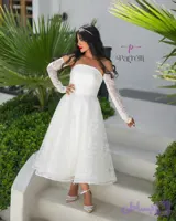پیراهن آستین جدا مجلسی زنانه با دامن کلوش و روکش دانتل | کد P451