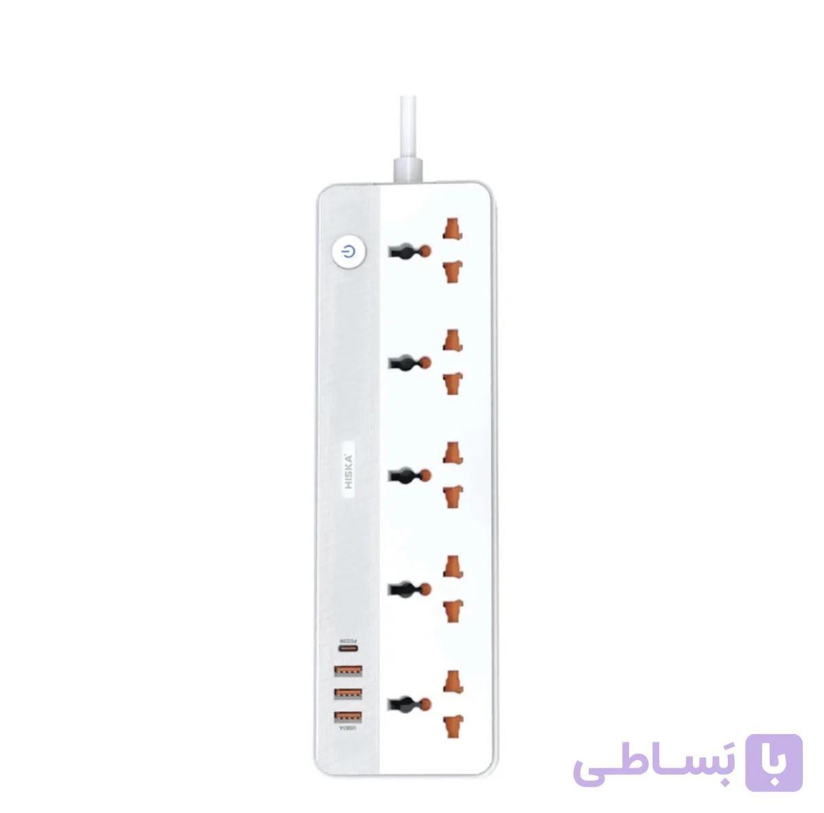 چندراهی برق هیسکا مدل CH-5517EU با کابل ۲ متری و شارژر USB