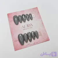 ست ناخن طوسی و ورق نقره