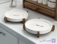 ظرف سرامیکی پایه چوبی