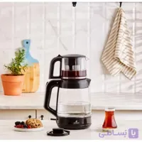 چای ساز شیشه کاراجا  Glass Tea Xl 2 in 1 مشکی قرمز