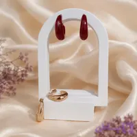 گوشواره نیم دایره استیل و آبنباتی (دو جفتی)