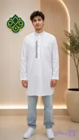 پیراهن پاکستانی سفید تترون بروجرد